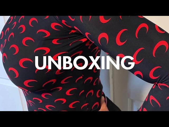 MARINE SERRE Moon-Print Red & Black Jersey Top Unboxing