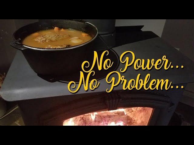 Cooking on the Woodstove during a Power Outage