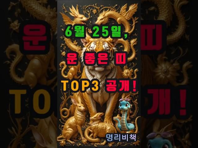 6월 25일, 운 좋은 띠 TOP 3 공개! #사주 #6월25일 #로또 #운세 #2025년 #재물운 #일간 #사주팔자 #연애운 #신년운세 #띠