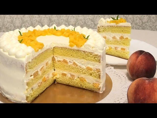 ТОРТ С ПЕРСИКАМИ. Как подготовить свежие  персики   для торта./Рeach cake