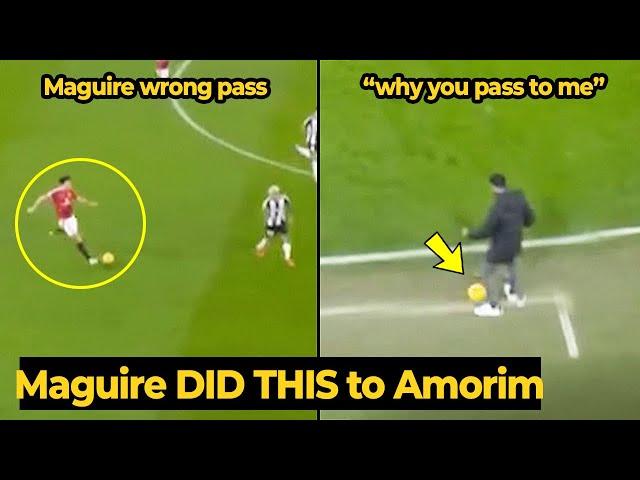 Ruben Amorim awkward reaction after Maguire passed him the ball during Newcastle game | Man Utd News