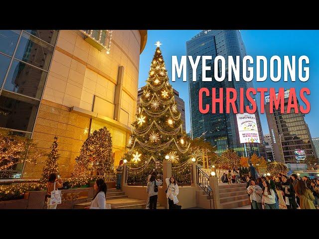 The Christmas season has already begun in Myeongdong Street! | Walking Tour Seoul 4K HDR