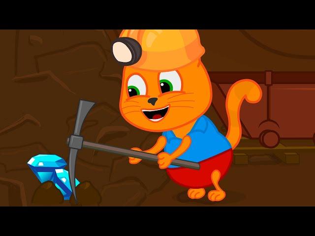 Cats Family in English - A cave of diamonds Cartoon for Kids