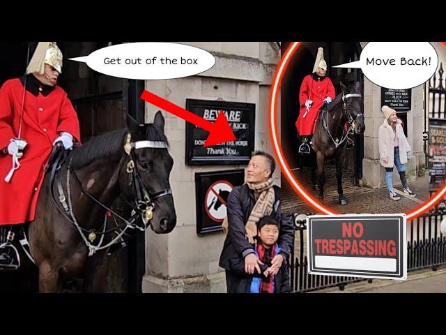 This Happens as two tourists got told off by the King's Guard for crossing the Line!