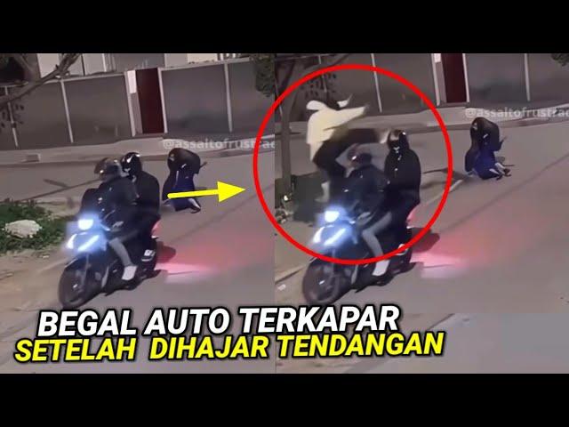 BEGAL APES !! Pembegal Di Hantam Tendangan Dari Samping Auto Terkapar Ke aspal