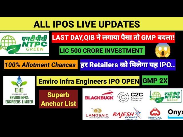 NTPC IPO ALLOTMENT CHANCES , RESULT  ENVIRO INFRA IPO ALL IPOS LIVE UPDATES #ipogmp #ipo #smeipo