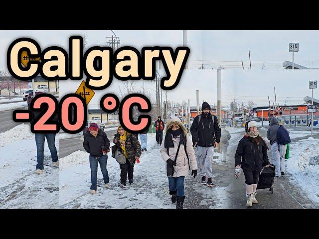 Snowfall and Extreme Cold  in Calgary Alberta Canada. Calgary winter Walking tour #Calgary #alberta