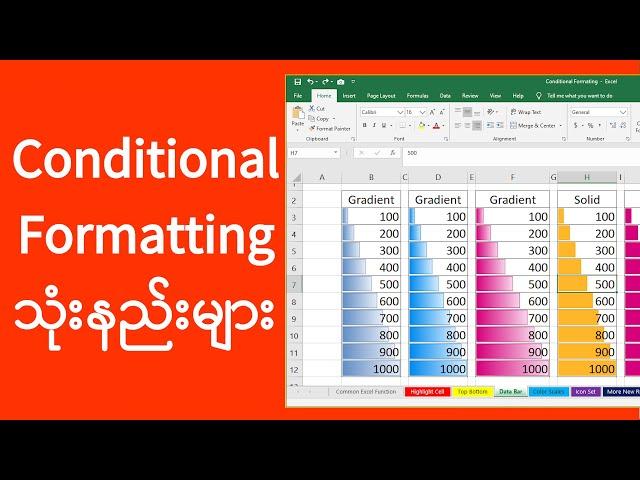 Excel Conditional Formatting | ကွန်ပျူတာသင်ခန်းစာများ | Basic Computer Tutorial | Experience Sharing