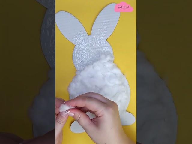 DIY Cute Cotton Ball Bunny Rabbit  Easter Home Table Decoration Easy Cardboard Crafts Ideas #Shorts