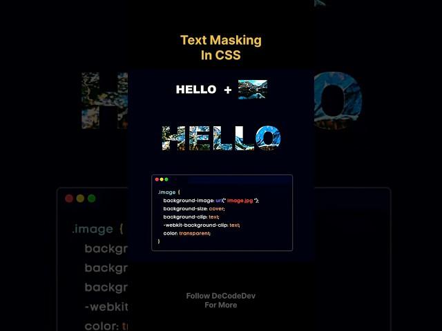 Text Masking in CSS in 2 seconds #tipsandtricks #uidesign #howto #coding #shorts #webdesign
