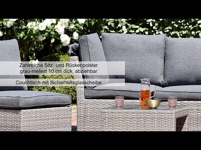 OOGarden - Gartenmöbelset CHYPRE aus Polyrattan mit aufklappbarem Sonnendach