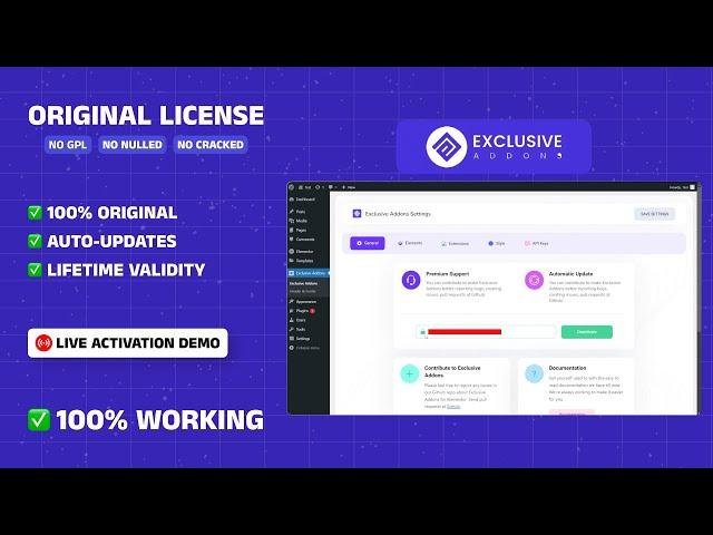 Exclusive Addons with License Key | Premium Elementor Addons | Lifetime Genuine Activation Key