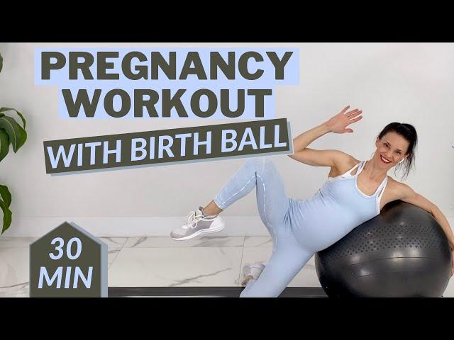Full Body Pregnancy Workout With Birth Ball Exercises | Cardio + Exercises + Stretches