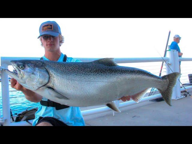 VERTICAL JIGGING for GIANT King Salmon in Port Washington! (INSANE HOOKUPS!)