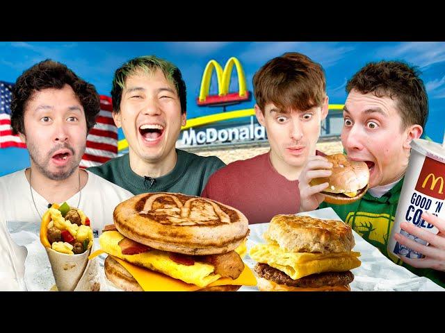 Two Brits try American McDonald's Breakfast for the first time! (ft. Ryan & Steven)