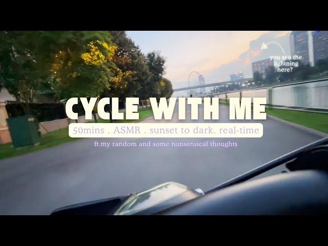 Cycle with Me  From Sunset to Dark | Real-Time ASMR Ride | 50mins | No Music, Just Chill Vibes ‍️