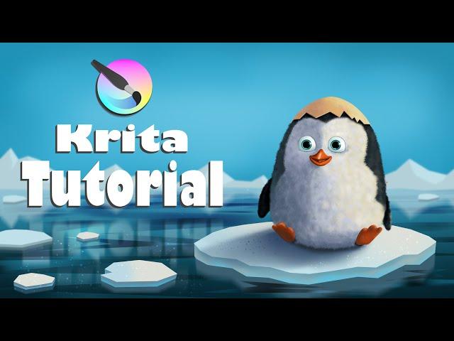 Krita - Speed painting - illustration of Private penguin- Digital painting tutorial by Pallab Biswas