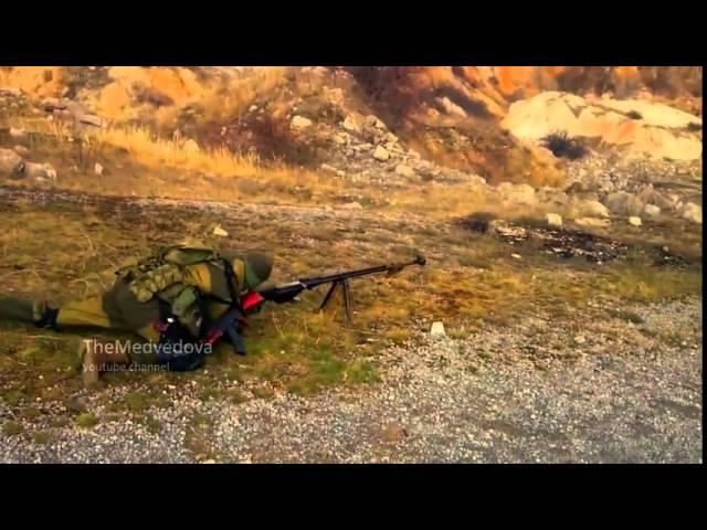 Russian Rambo! Militiaman shooting from semi-automatic anti-tank rifle PTRS-41