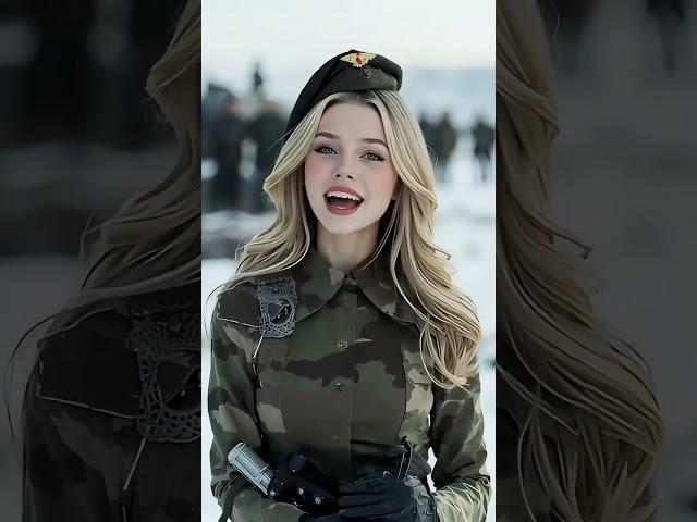 Beautiful female armored officer sings song '' KATYUSHA '' #aiwomen #militarywomen #femalesoldier