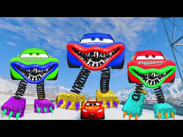 Live Epic Escape From Lightning McQueen Eater Monsters | McQueen VS Lightning McQueen | BeamNG.Drive