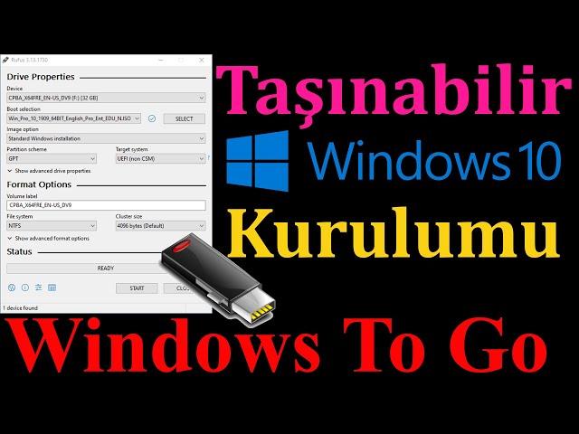 USB'den Çalışan Windows 10 Kurulumu | Windows To Go  | UEFI