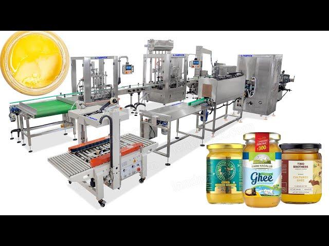 Fully Automatic 4 Heads Piston Pump Ghee Glass Jar Tin Filling Machine Line