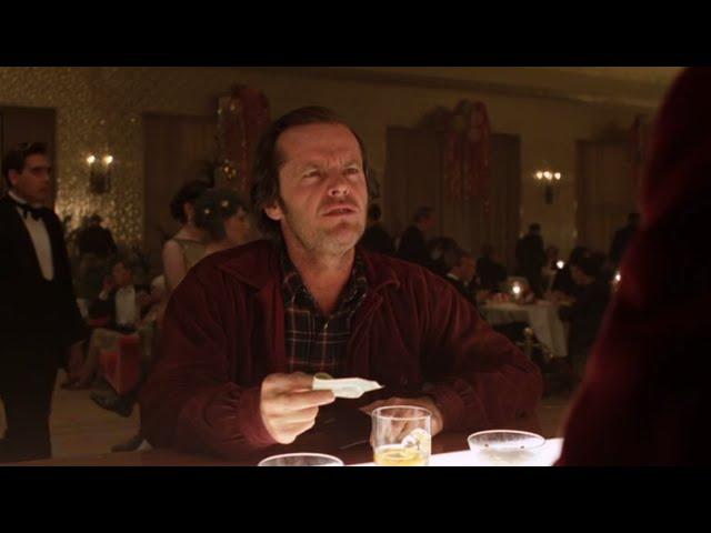 PARTY BAR SCENE SPILL INTRO TO DELBERT GRADY JACK NICHOLSON IN "THE SHINING" (1980)