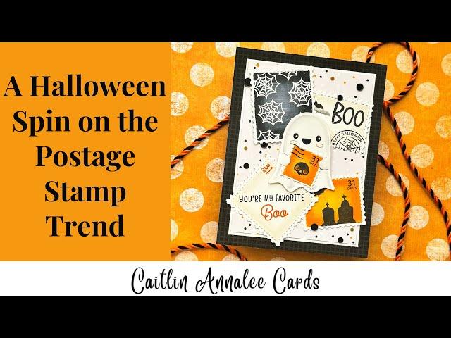 A Halloween Spin on the Postage Stamp Trend | Waffle Flower Postage Collage and Sweet Ghost Dies