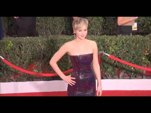 Jennifer Lawrence with Cuba Gooding Jr at the SAG Awards