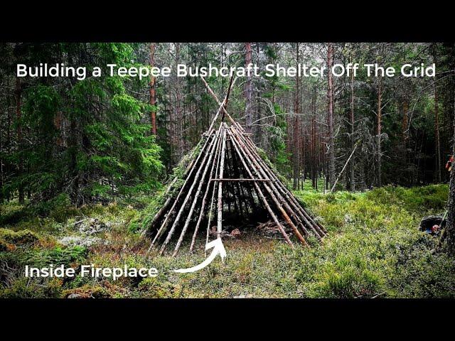 Amazing Bushcraft Shelter - Building a Teepee / Wickiup Survival Shelter  - Ep.1