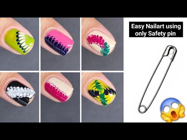 Easy Nailart at home || Try this Safety pin hack for stunning Nailart result  || Safety pin  hack