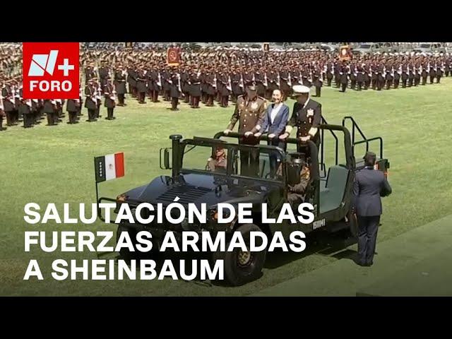 Salutación de Fuerzas Armadas y GN a Claudia Sheinbaum, presidenta de México