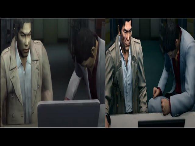 Kiryu slams a desk Yakuza 2 vs. Yakuza Kiwami 2