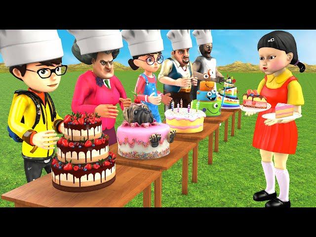 Scary Teacher 3D vs Squid Game Cake Decorating and Wrong Cake Decor 5 Times Challenge MissT Vs Grany