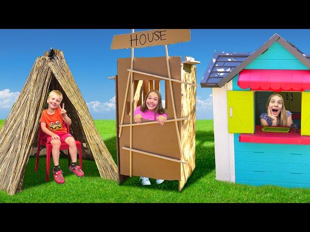 Amelia, Avelina & Akim spend 24 hours in their own built houses