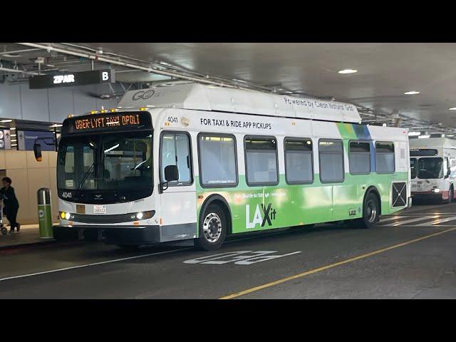 X-Mas SPECIAL LA Charter bus line at LAX airport Action