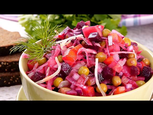 Винегрет с квашеной капустой и зеленым горошком!