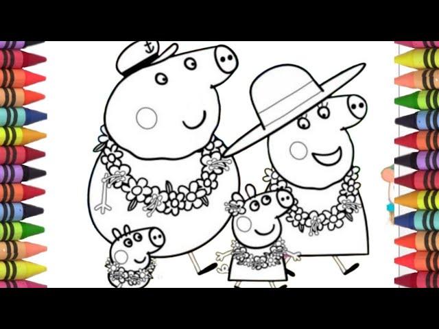 Granny and grandpa with George and peppa pig drawing, peppa tales,peppa pig official,peppa colouring