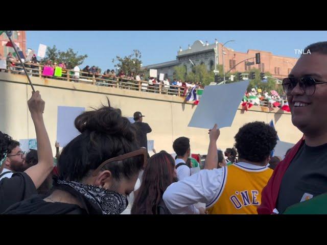 Thousands of anti-ICE protesters block 101 Freeway in Downtown Los Angeles