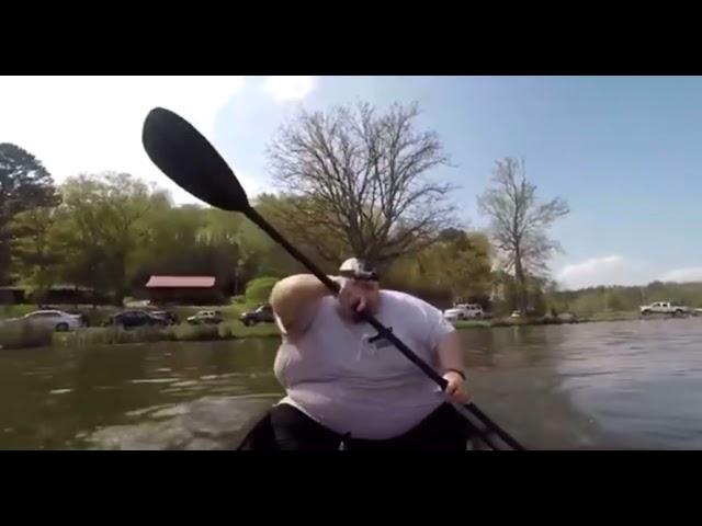 Fat guy falls off of boat