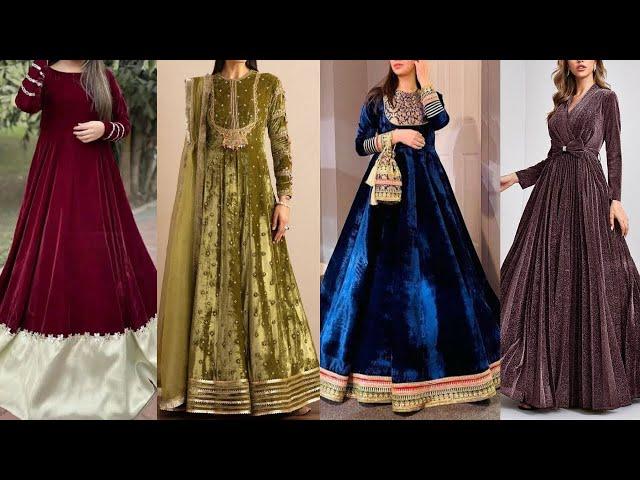 Party Wear Velvet Gown Design 2025/Latest Velvet Maxi and Frock  Designs/Velvet Dresses