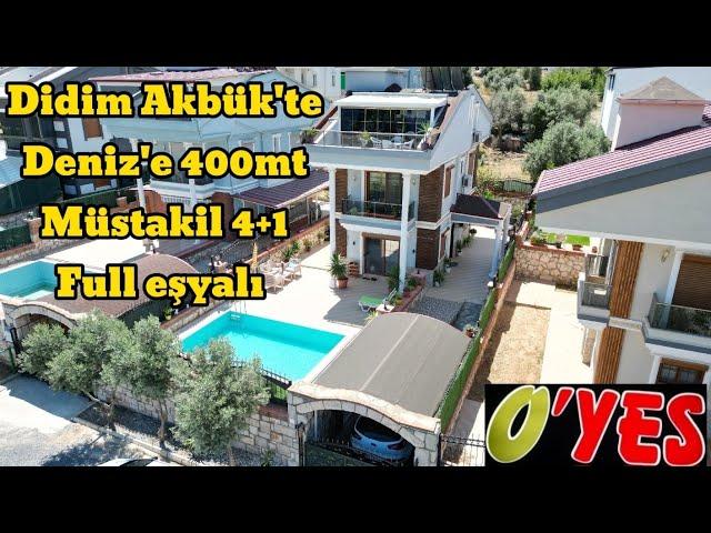 Didim Akbük'te yabancı'dan Deniz'e 400mt müstakil villa bahçeli otoparklı havuzlu lüks full eşyalı