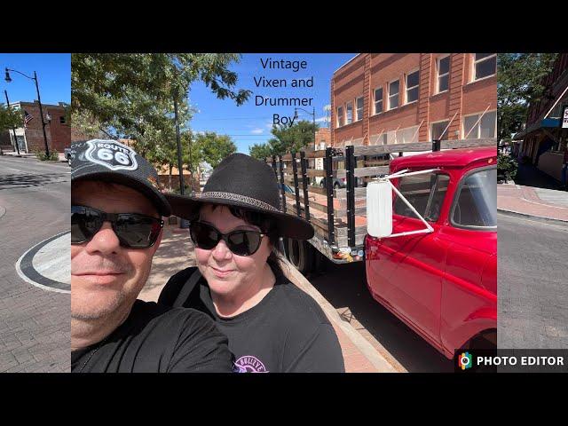 Takin It Easy - Vintage Vixen & Drummer Boy in Winslow, Arizona.