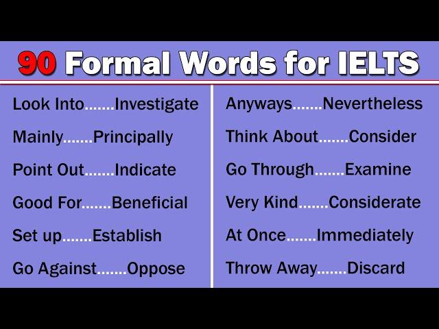 90 Most Commonly Used Formal Vocabulary in IELTS Writing Task 2