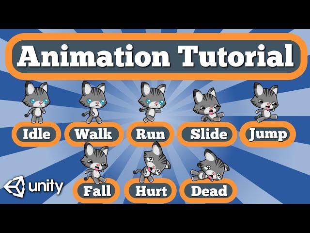 Unity 2D Animation Tutorial - Idle Walk Run Slide Jump Fall Hurt Dead Animations And Transitions.