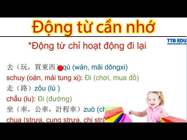 ĐỘNG TỪ THƯỜNG DÙNG TRONG GIAO TIẾP TIẾNG TRUNG