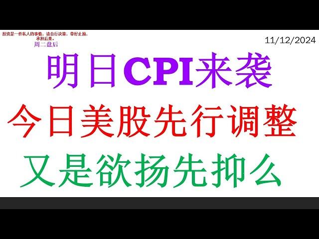 明日CPI来袭, 今日美股先行调整。又是欲扬先抑么