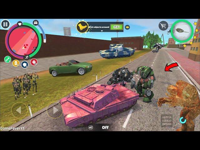 Rope Hero Vice Town (Pink tank fight dual robot car) Stone Giant Destroy Car - Android Gameplay HD