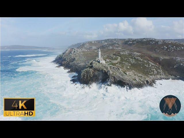 Flying Over The Coast Of Galicia, Spain In 4K. Peaceful Music & Views