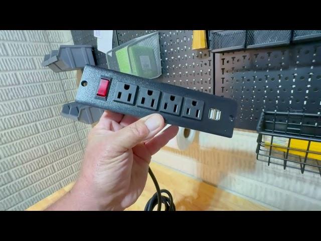 Adjustable Garage Workbench With Power Strip Built In